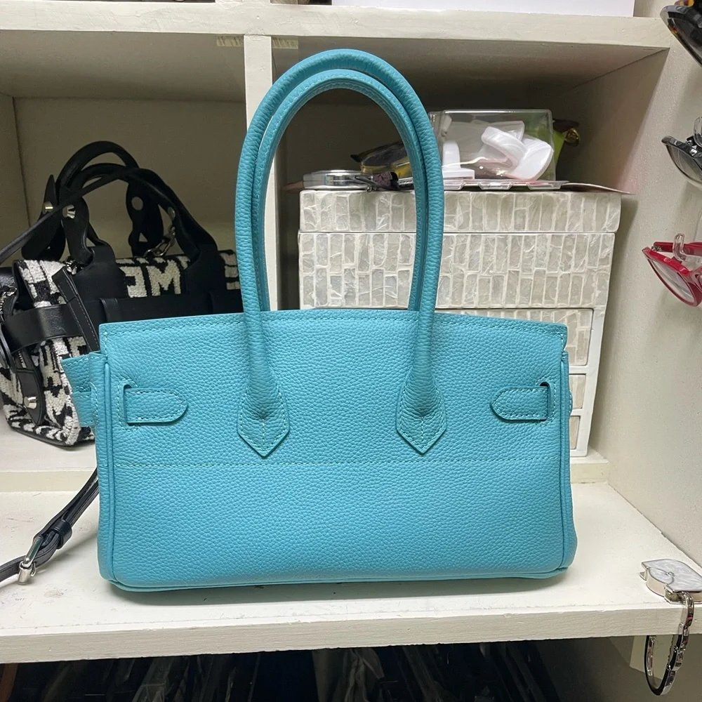 Elegant Turquoise Handbag-East West - Picture 2 of 6
